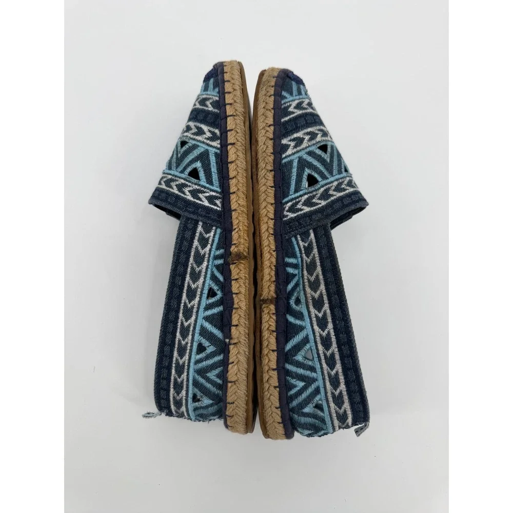 The Sak Blue Embroidered Espadrille Flats Geometric Cut Out Slip On Shoes 8 - Picture 5 of 8